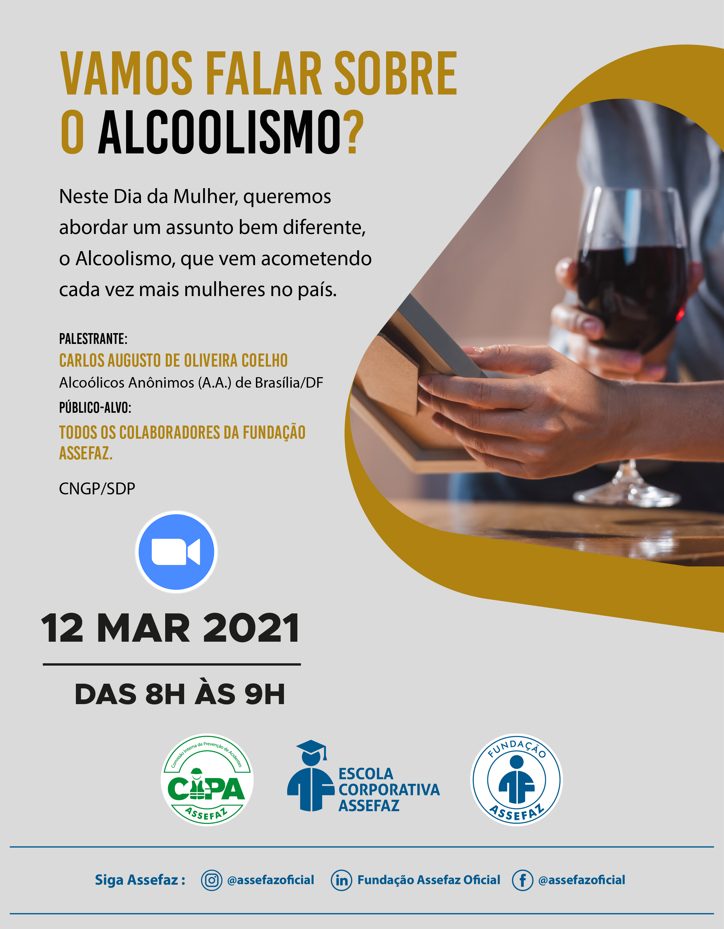Palestra- A Mulher e o Alcoolismo nos dias atuais-12.03.2020